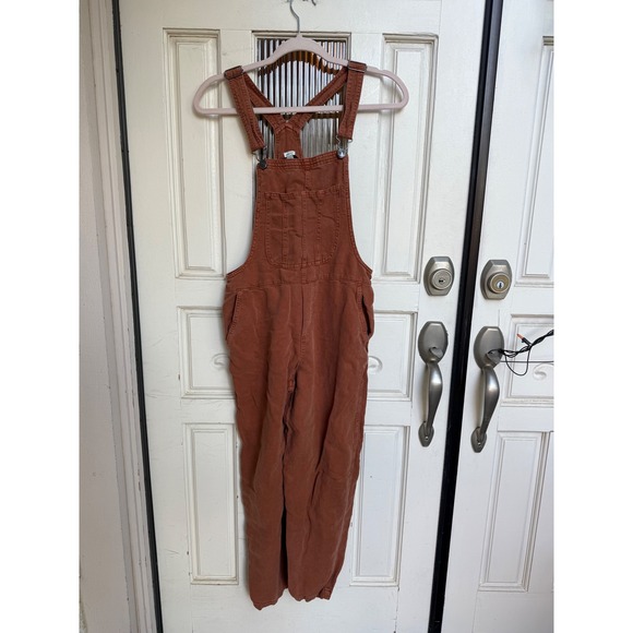 aerie Denim - Aerie Rust Orange Linen Blend Cropped Overalls Women's Size XS